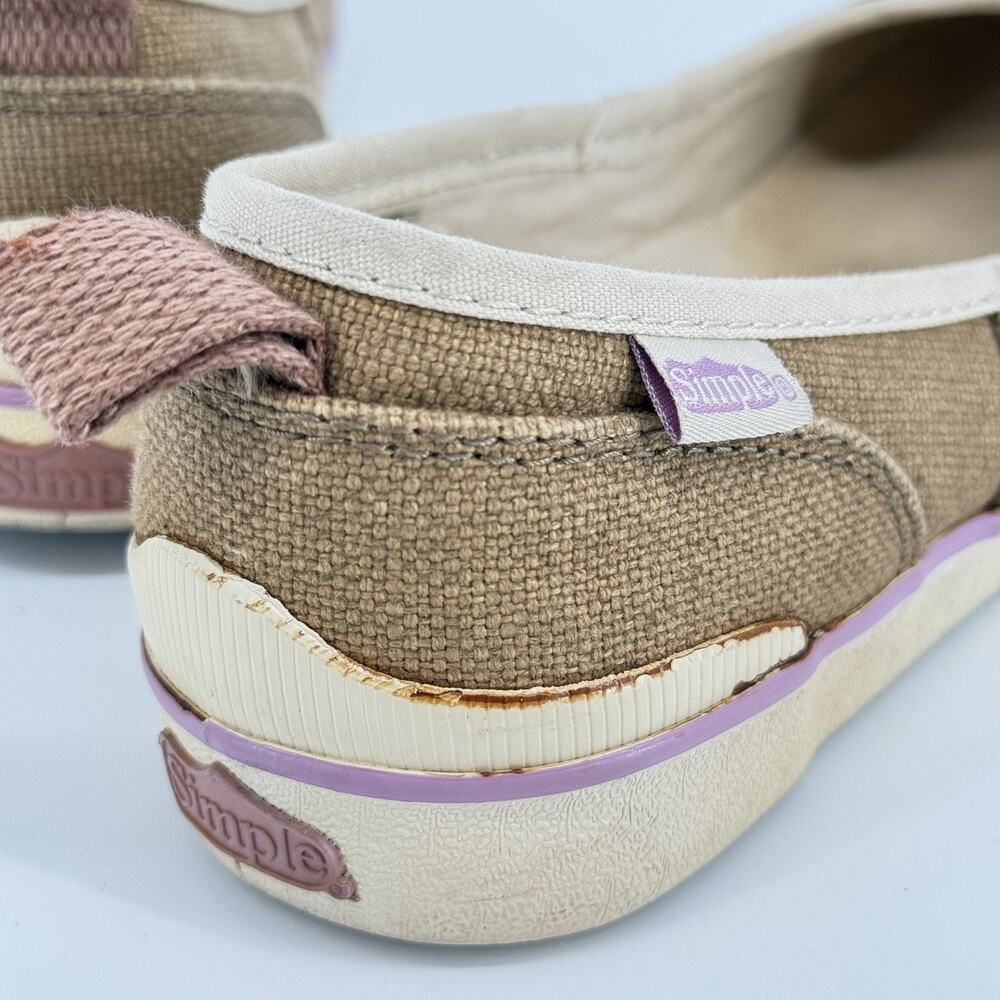 Simple EcoSneaks Hemp Flats Womens Slip On Sz 6.5 Brown Cream Organic Eco Shoes - Picture 5 of 11